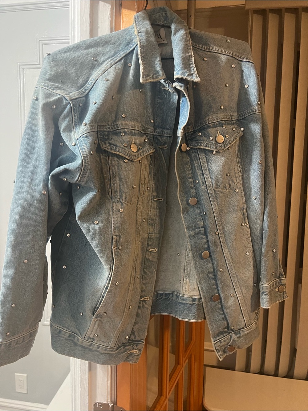 Zara Light Blue Studded Denim Jacket